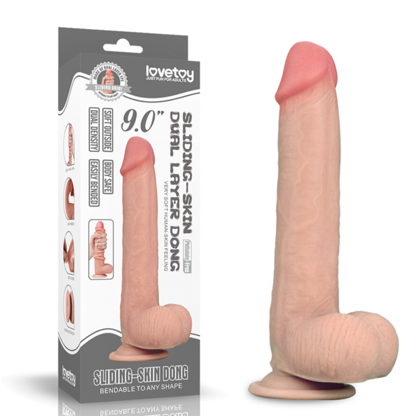 Dildo Sliding Skin Dual Layer Dong 9''