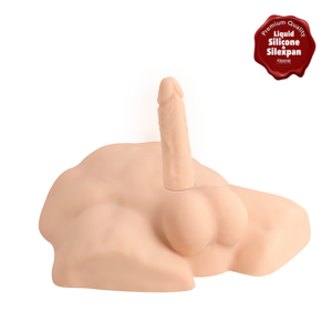Torso Realista Con Dildo Intercambiable De Silicona Premium Caramelo