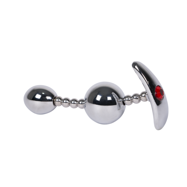 Plug Anal Doble Esfera Gema Roja